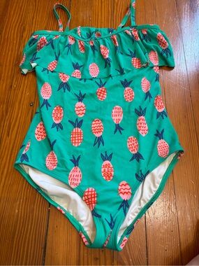 Hanna Andersson Green Pineapple Print One-Piece Swimsuit